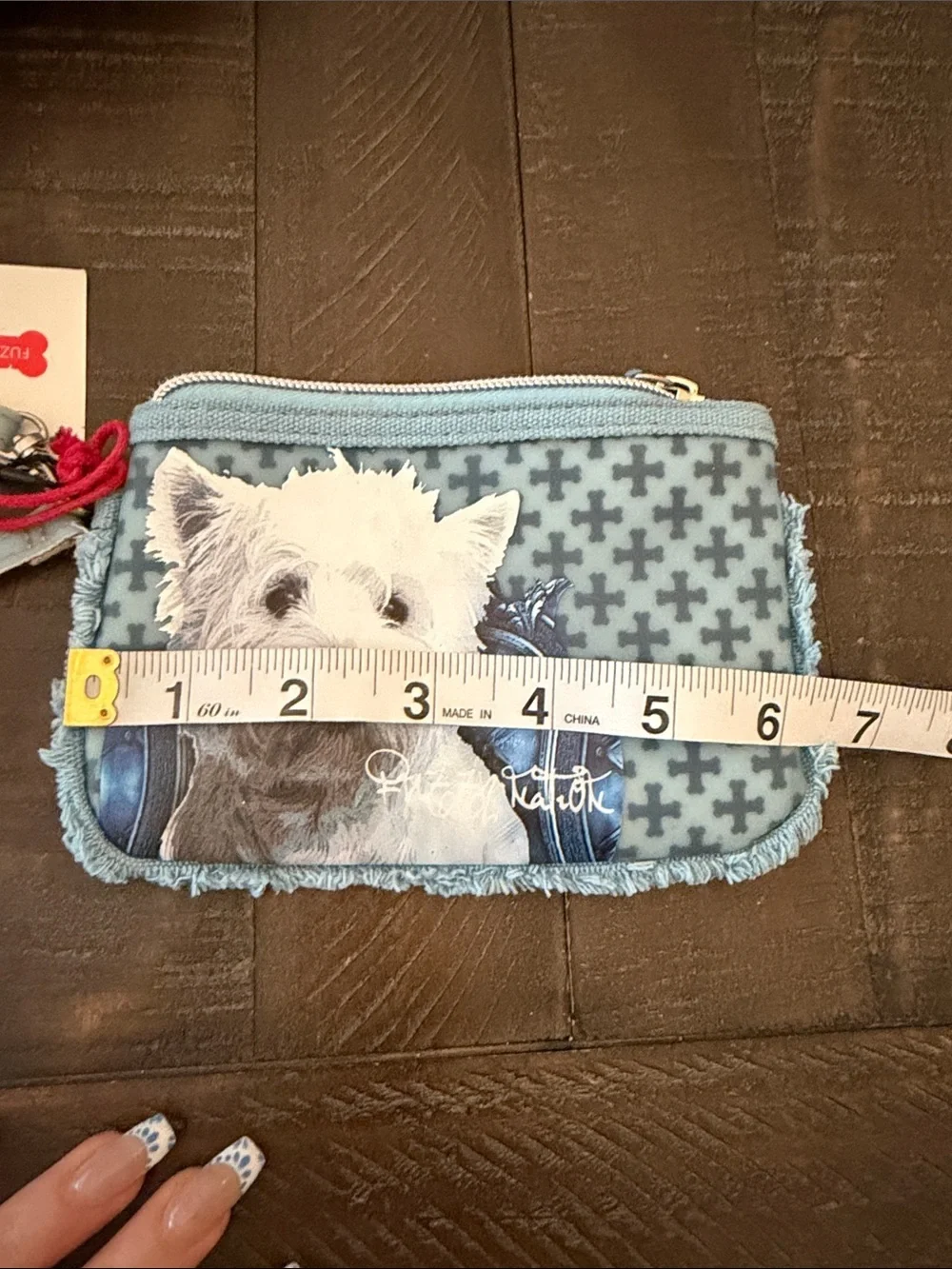 Westie Dog Blue Wristlet Clutch with Removable Strap